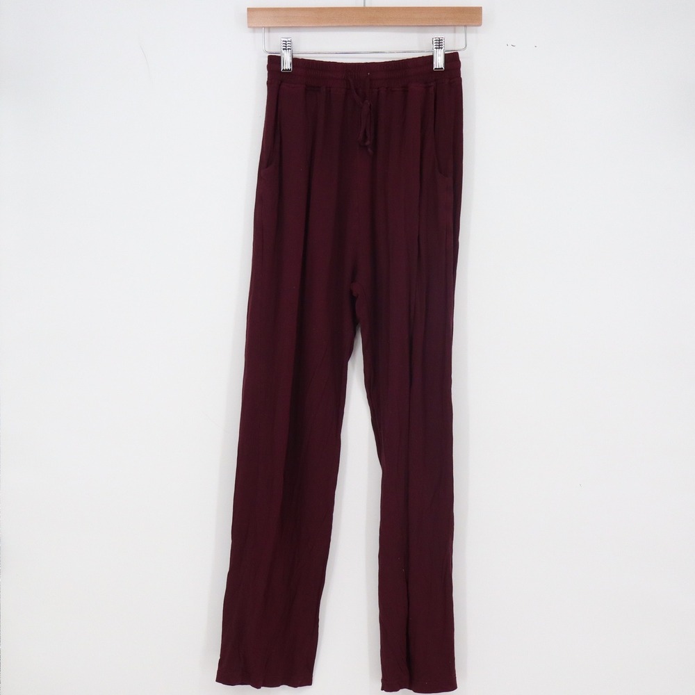 Unbranded Lounge Pants Women S Wide Leg Burgundy Drawstring Pockets Excellent